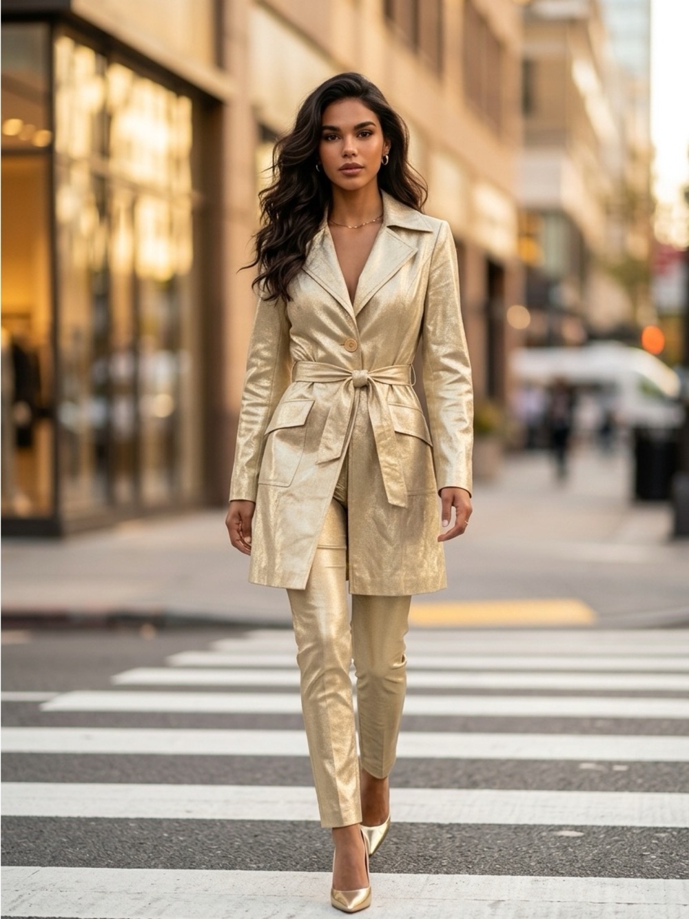 Bebe Yellow Gold Shimmer Car Coat Trench Coat Jacket only